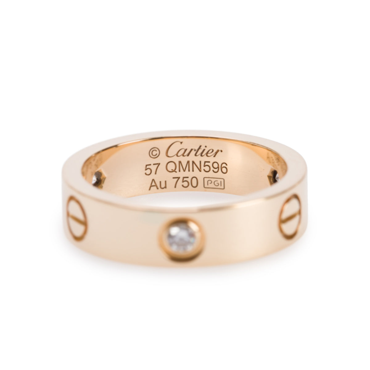 Cartier 2022 18k Yellow Gold 3 Diamond 5.5 MM Love Ring, Size 57 8 w/ Box & Receipt