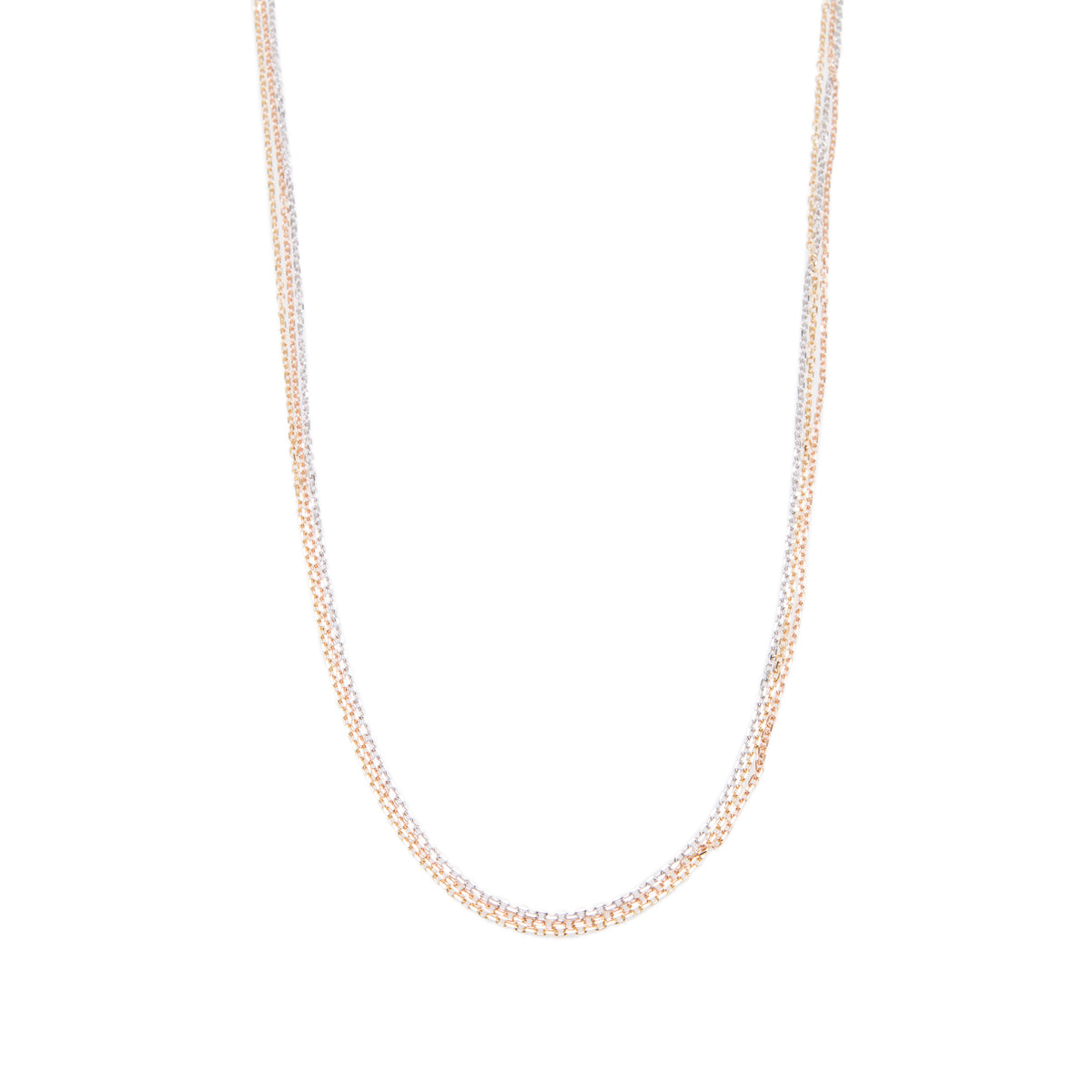 Cartier 2022 18k Yellow, White & Rose Gold Trinity Chain Necklace, Small Model w/ Box, Receipt & Certificate