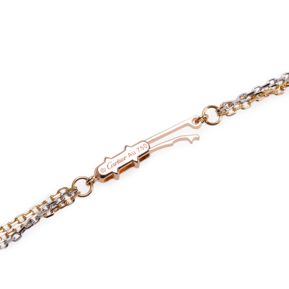 Cartier 2022 18k Yellow, White & Rose Gold Trinity Chain Necklace, Small Model w/ Box, Receipt & Certificate