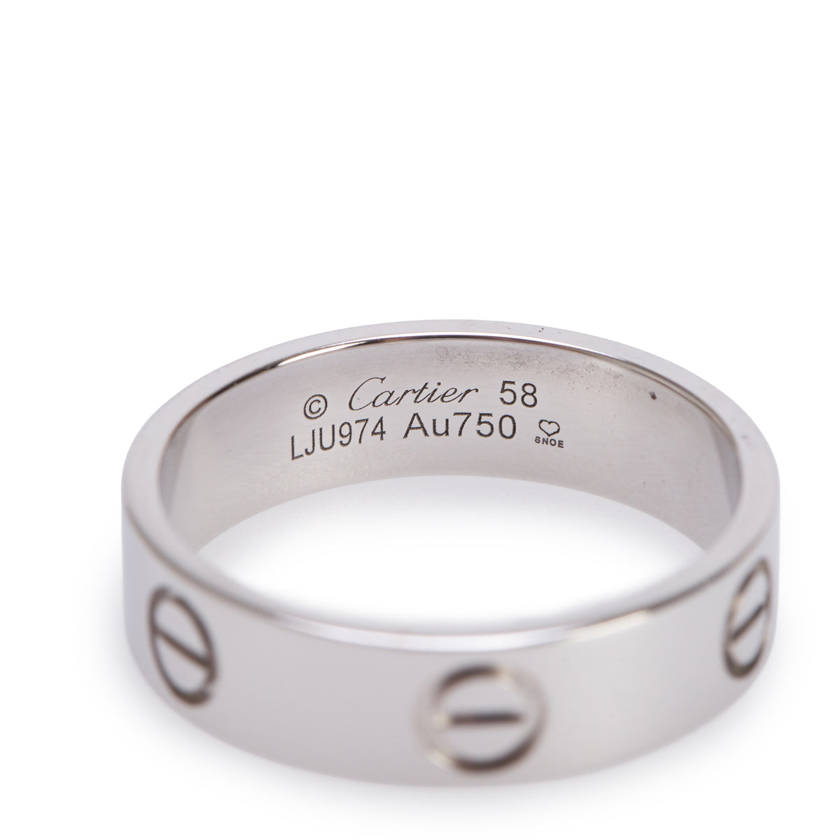 Cartier 2021 18k White Gold 5.5 MM Love Ring, Classic Model, Size 58 8.5 w/ Box & Certificate