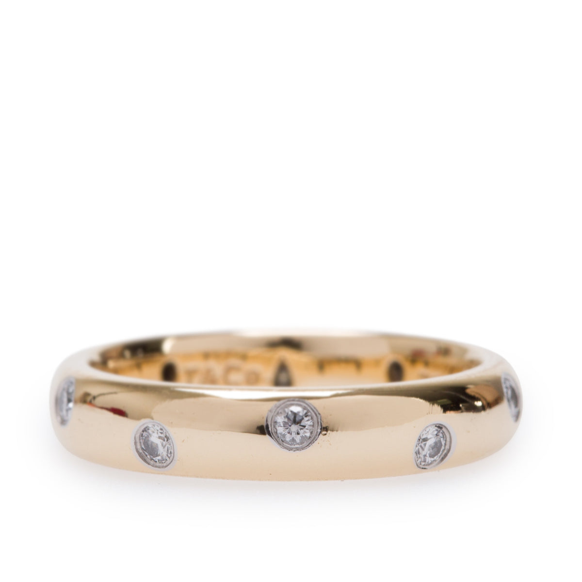 Tiffany & Co. 18k Yellow Gold Diamond Etoile 4 MM Band Ring, Size 7