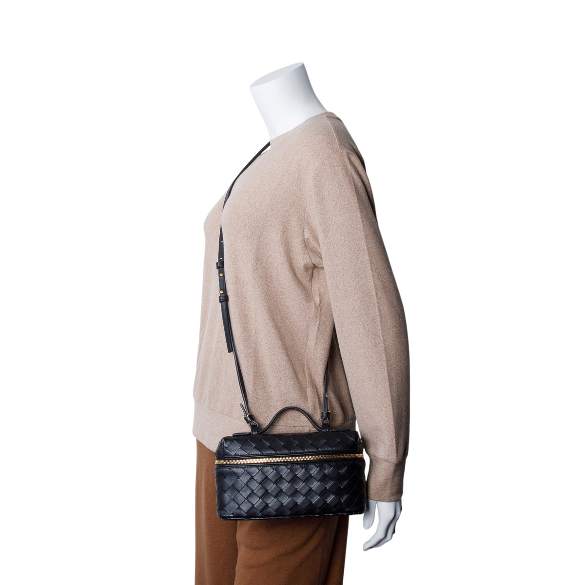 Bottega Veneta Black Nappa Intrecciato Bang Bang Vanity Case w/ Strap