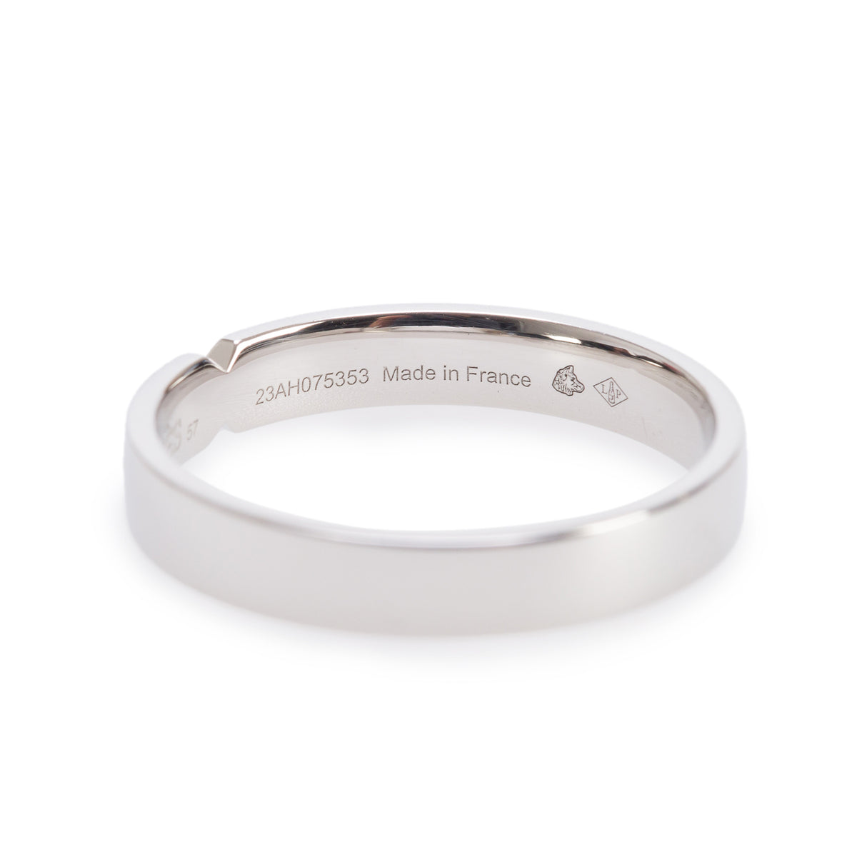 Hermes Platinum Ever Kelly Wedding Band Ring, Large Model, Size 57 8 w/ Box