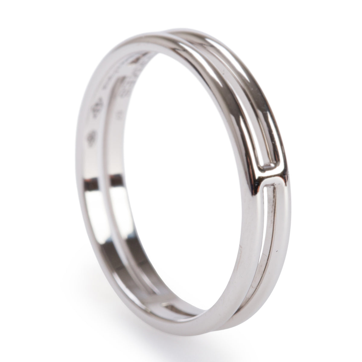 Hermes 18k White Gold Ariane Wedding Band Ring, Small Model, Size 57 8 w/ Box