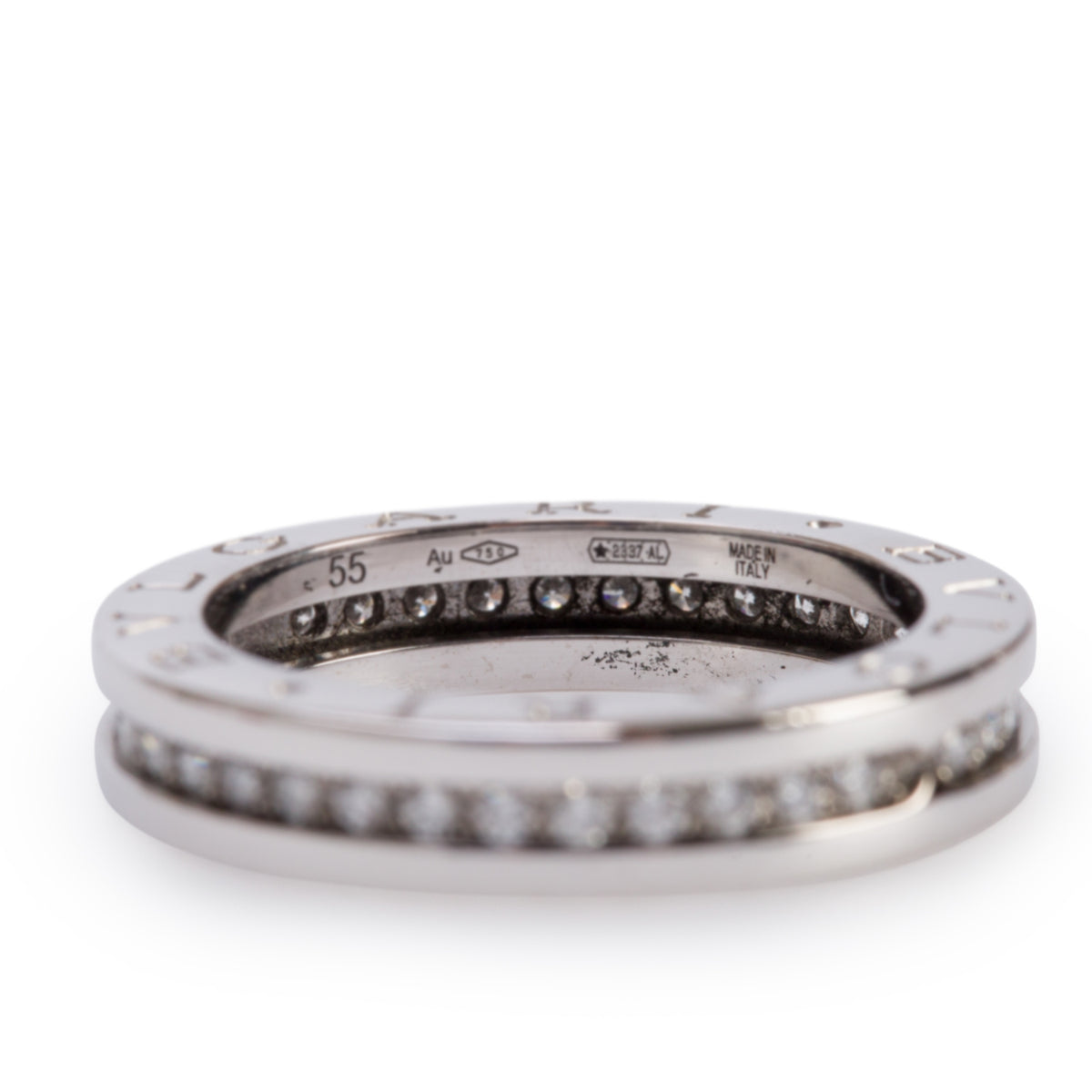 BVLGARI 18k White Gold Diamond B.Zero1 One-Band Ring Size 55 7 w/ Box & Certificate