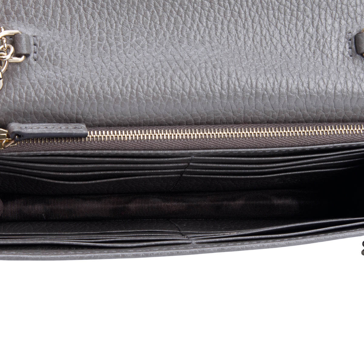 Gucci Grey Dollar Calfskin Leather Interlocking G Chain Wallet
