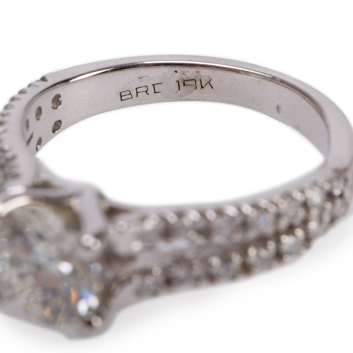19k White Gold 1.02 ct. Round Cut Diamond Engagement Ring, Size 4.75