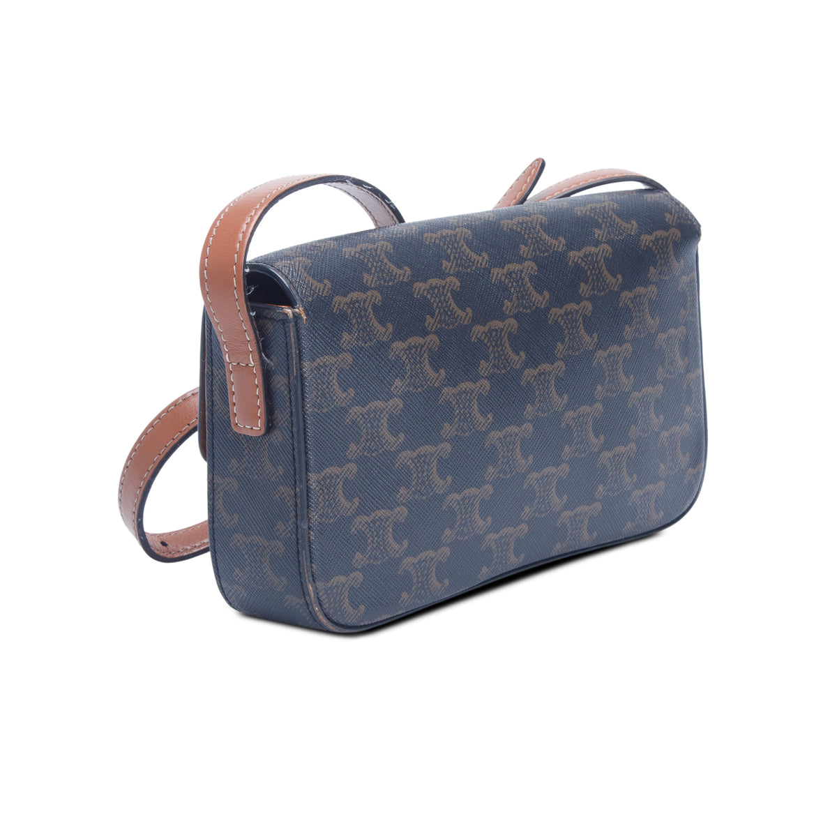 Celine 2021 Brown Canvas Calfskin Triomphe Shoulder Bag