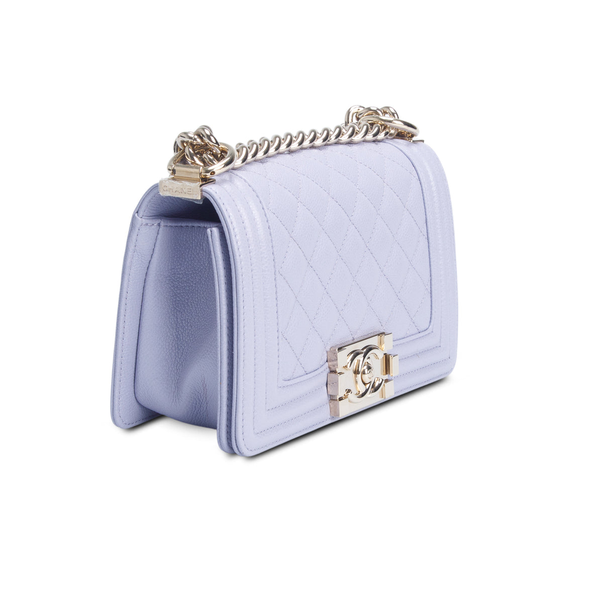 Chanel Purple Quilted Caviar Leather Small Boy Bag w/ Box