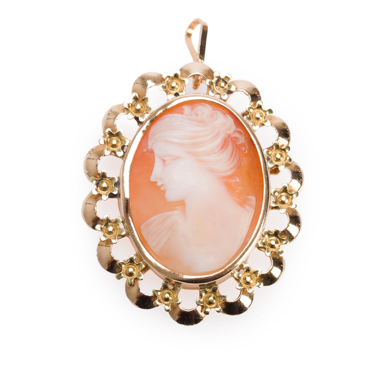 Antique 18k Yellow Gold Cameo Brooch/Pendant