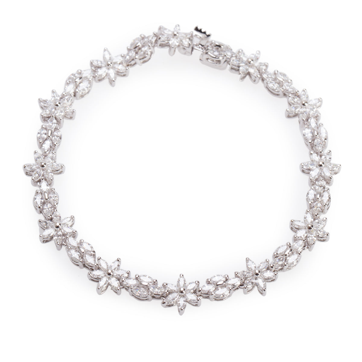 18k White Gold 5.04 tcw. Cluster Diamond Link Bracelet