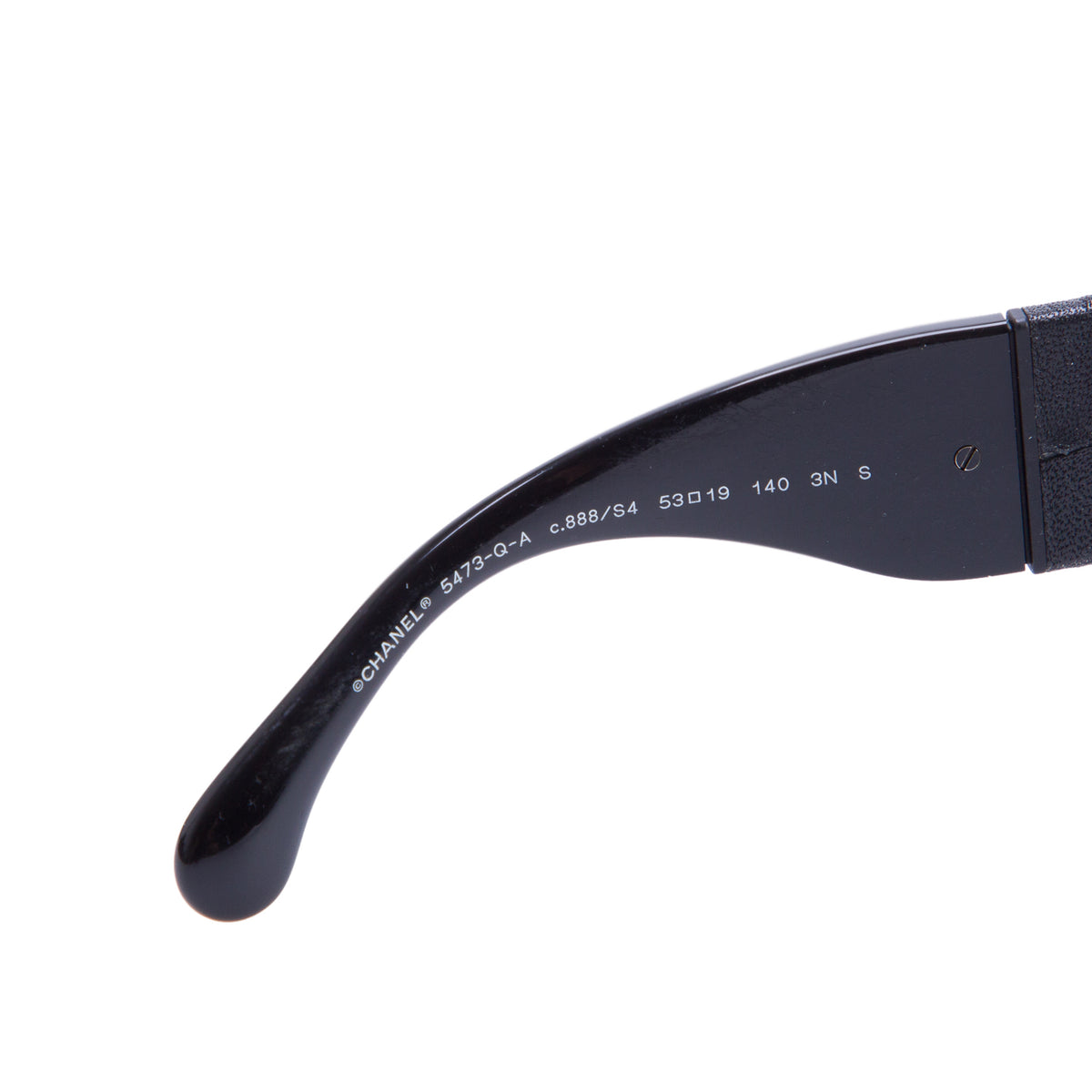 Chanel 5473Q Black Acetate Calfskin Monochrome Polarized Square Sunglasses w/ Case