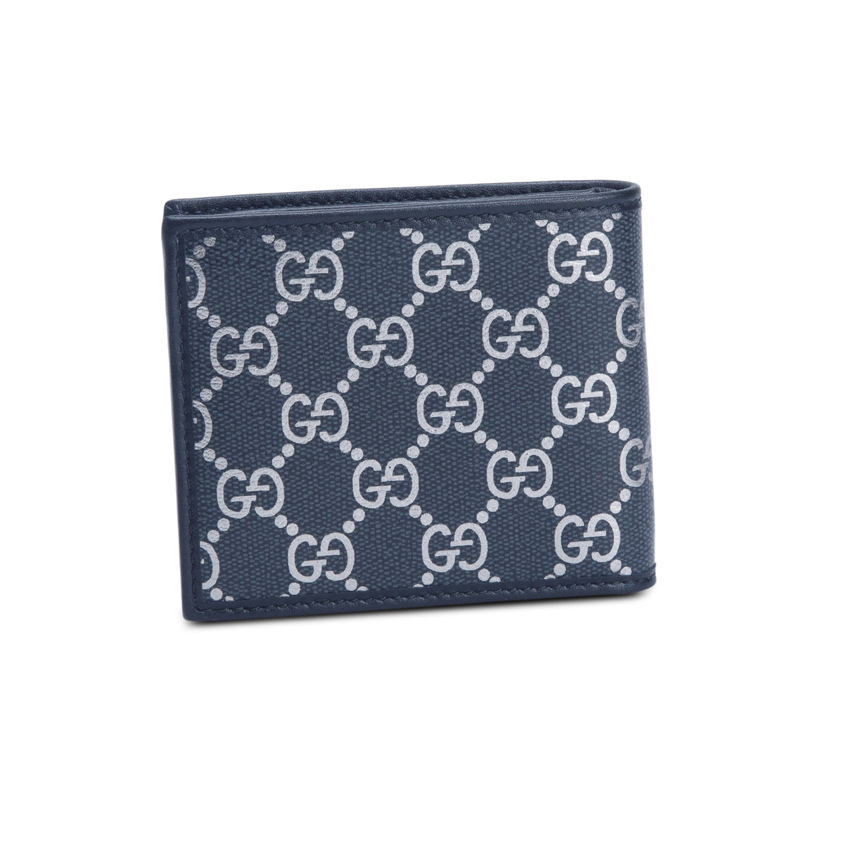 Gucci Black/Silver GG Supreme Monogram Bi-Fold Wallet w/ Box