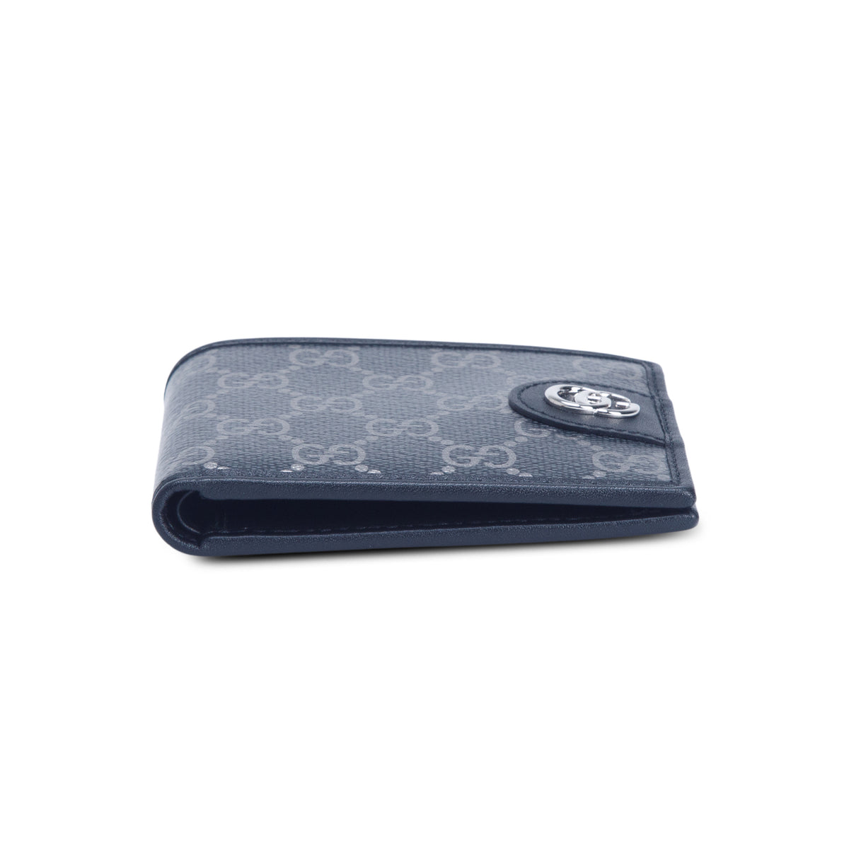 Gucci Black/Silver GG Supreme Monogram Bi-Fold Wallet w/ Box