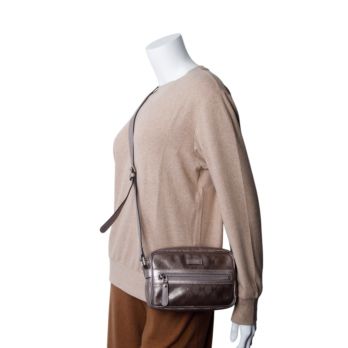 Gucci Metallic Purple Imprime Monogram Small Shoulder Bag