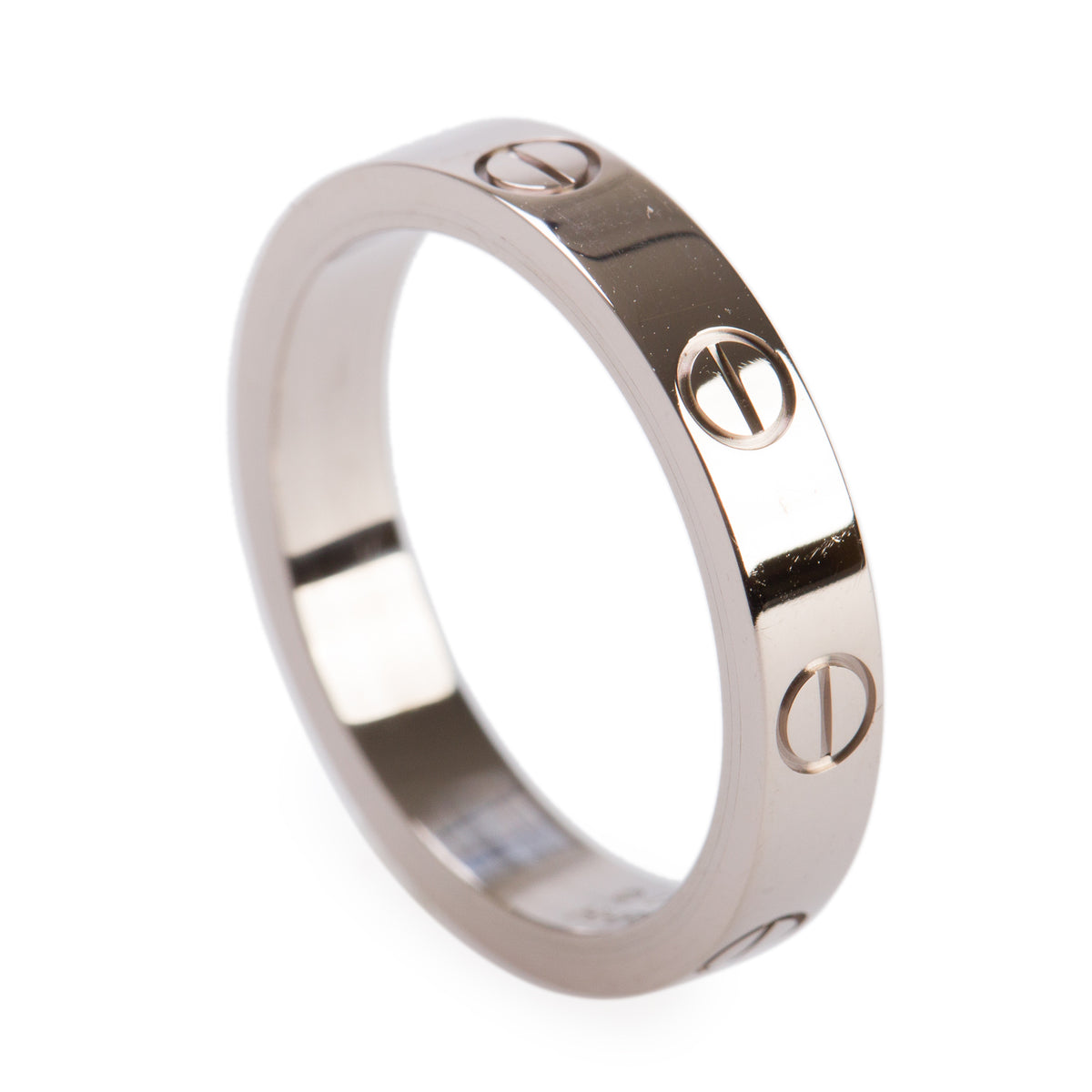 Cartier 18k White Gold 3.6 MM Love Wedding Band Ring, Size 53 6.25 w/ Box