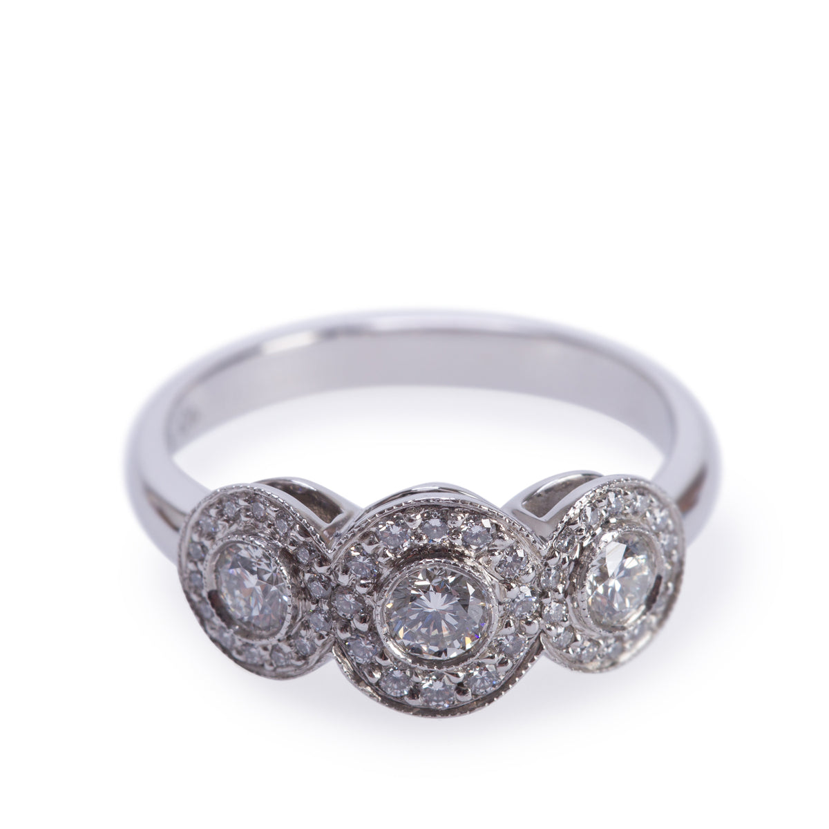 Tiffany & Co. Platinum Diamond Three-Stone Circlet Ring, Size 7 w/ Box