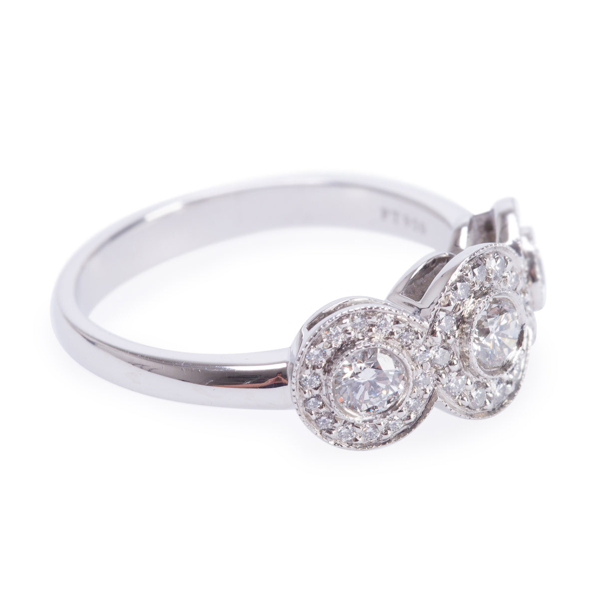 Tiffany & Co. Platinum Diamond Three-Stone Circlet Ring, Size 7 w/ Box