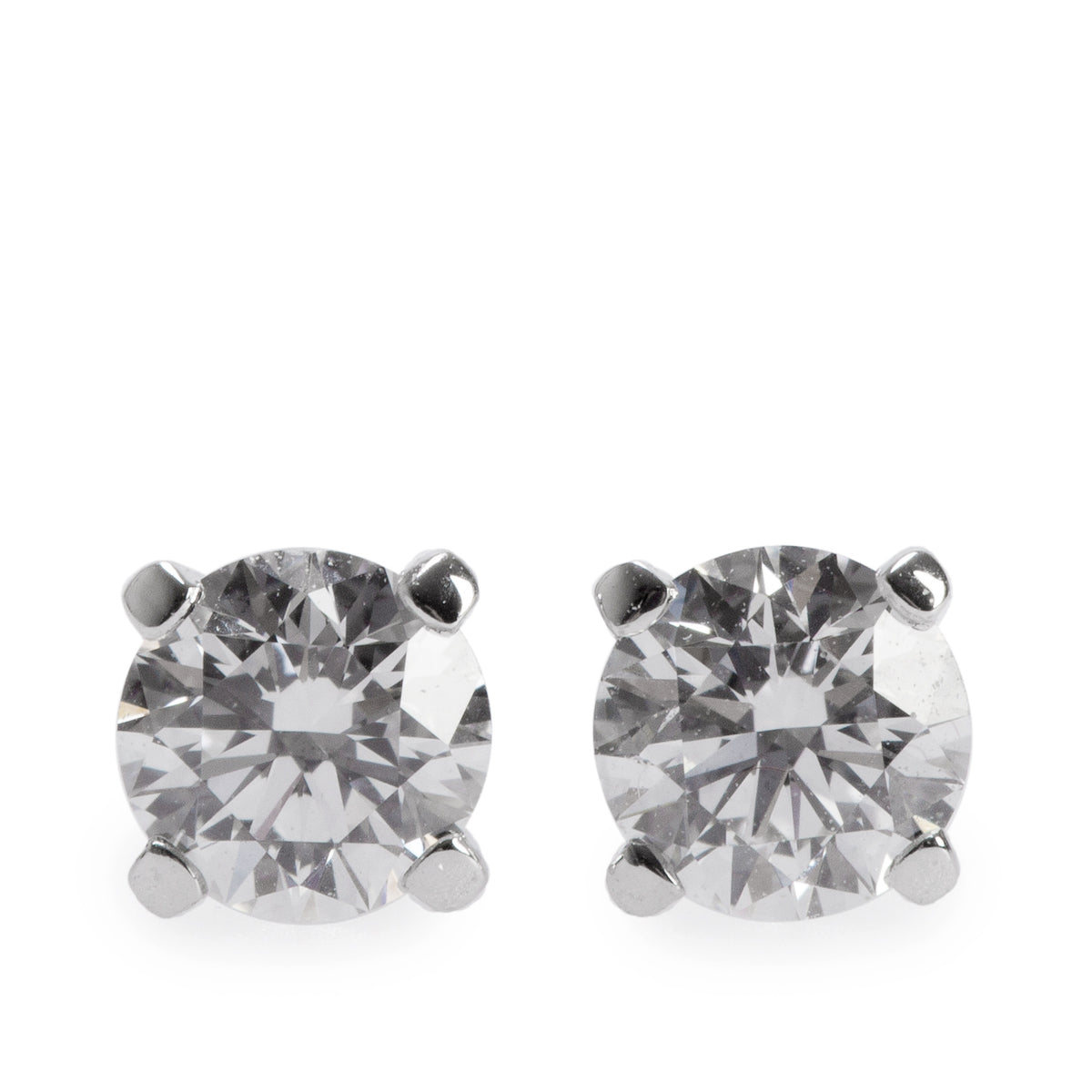 Cartier White Gold 0.40 tcw. Diamond Stud Earring w/ Box & GIA Certificates