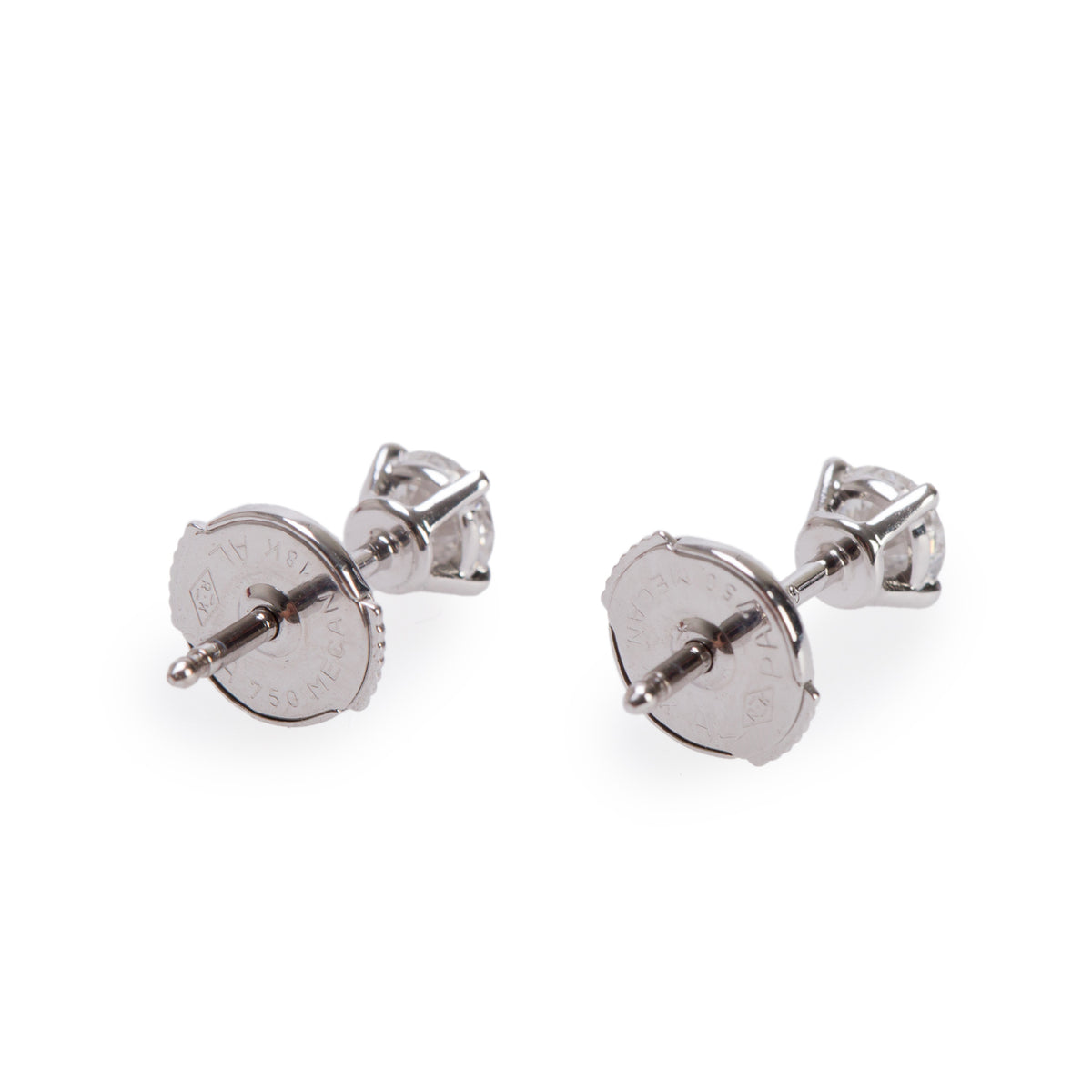 Cartier White Gold 0.40 tcw. Diamond Stud Earring w/ Box & GIA Certificates