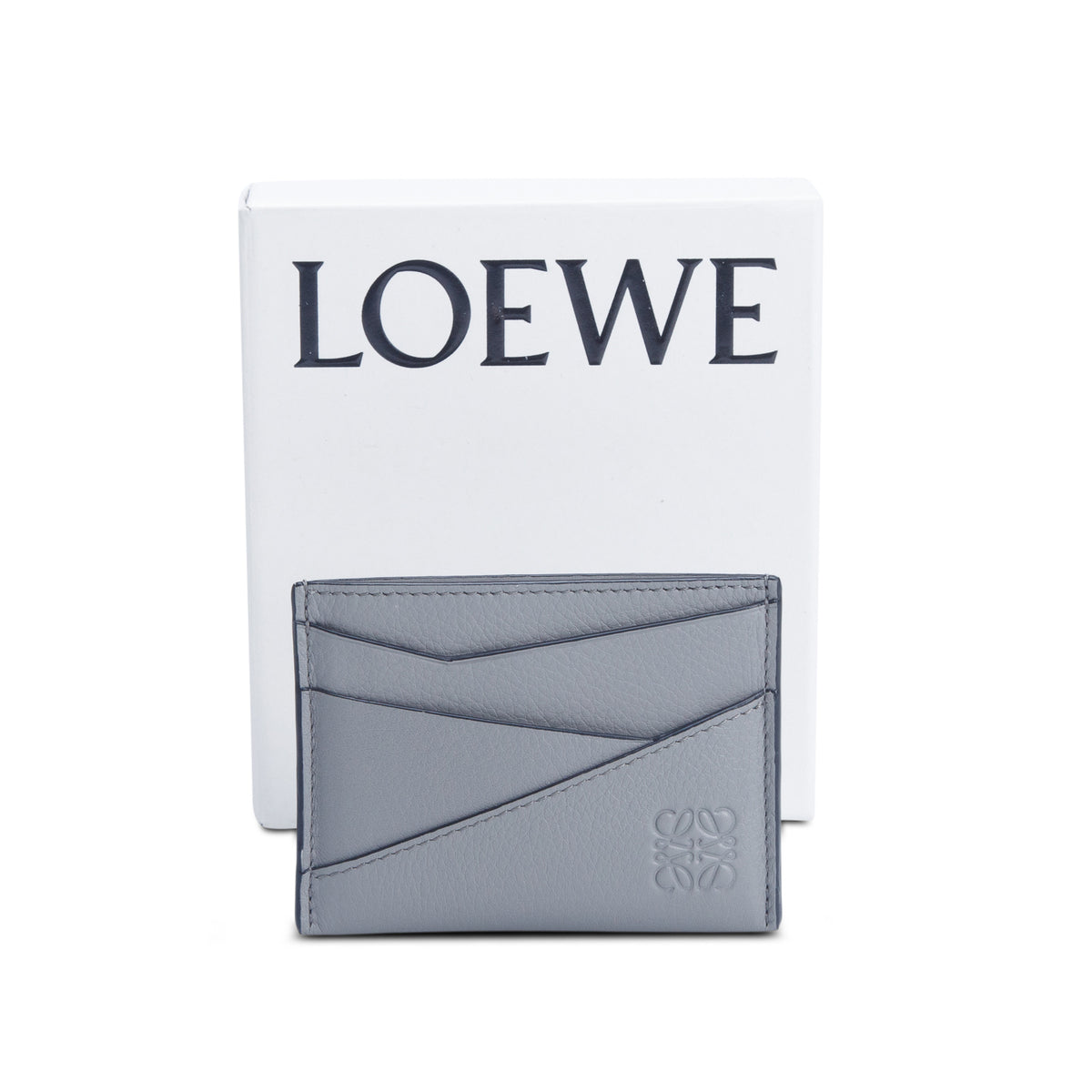 Loewe Grey Calfskin Puzzle Card Holder w/ Box