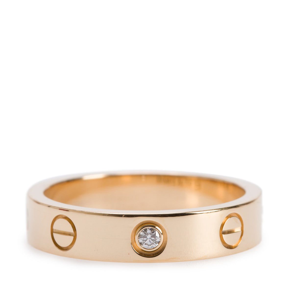 Cartier 18k Yellow Gold 1 Diamond 4 MM Love Wedding Band Ring, Size 51 5.75 w/ Box