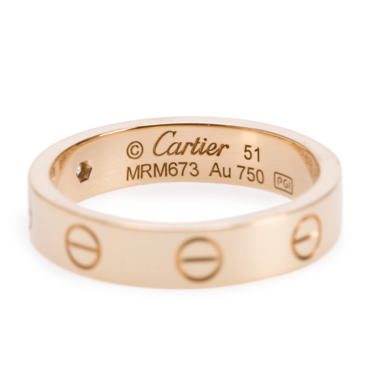 Cartier 18k Yellow Gold 1 Diamond 4 MM Love Wedding Band Ring, Size 51 5.75 w/ Box