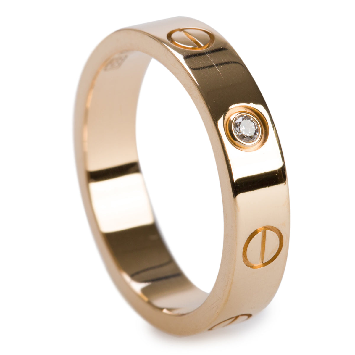 Cartier 18k Yellow Gold 1 Diamond 4 MM Love Wedding Band Ring, Size 51 5.75 w/ Box