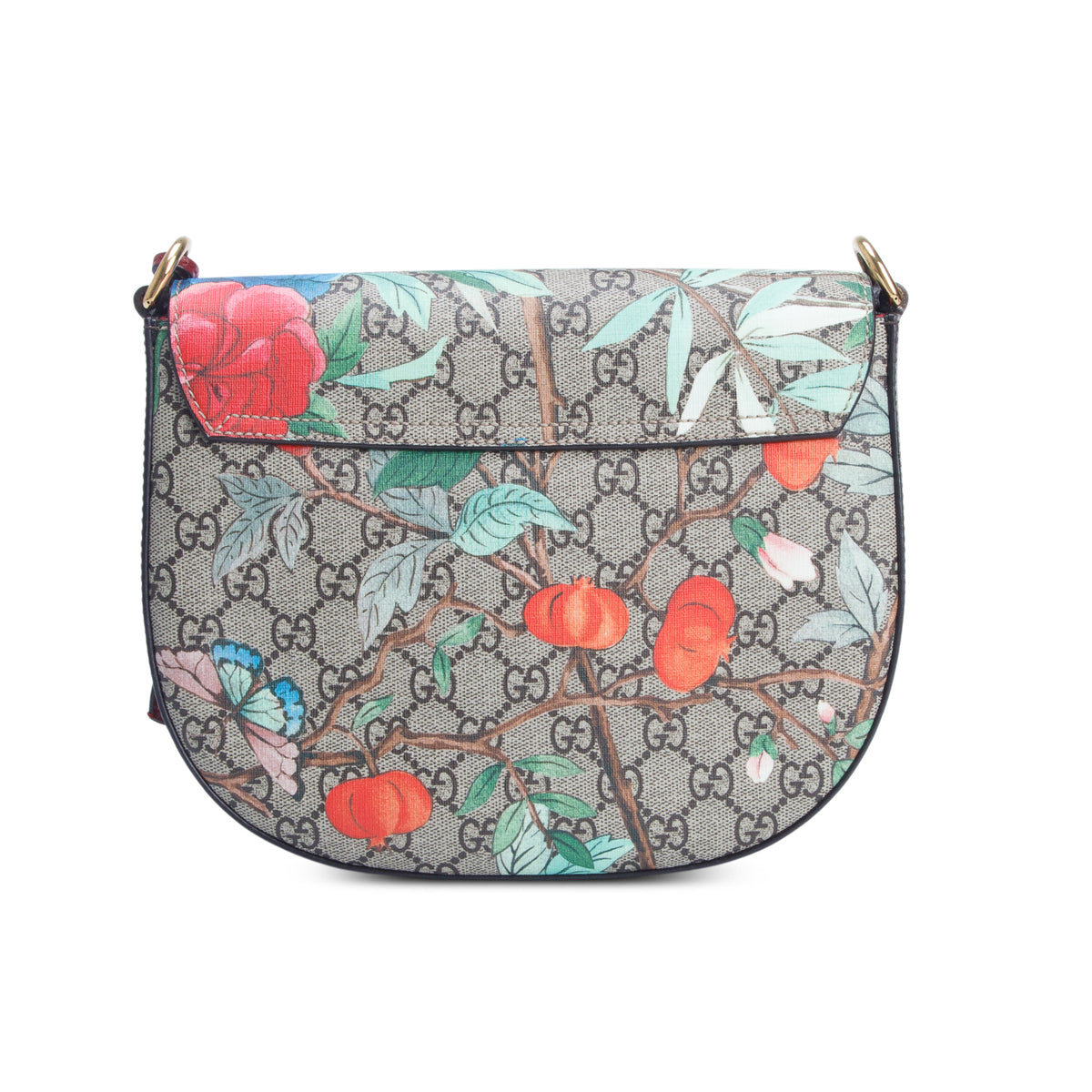 Gucci GG Supreme Monogram Tian Web Medium Padlock Messenger Shoulder Bag