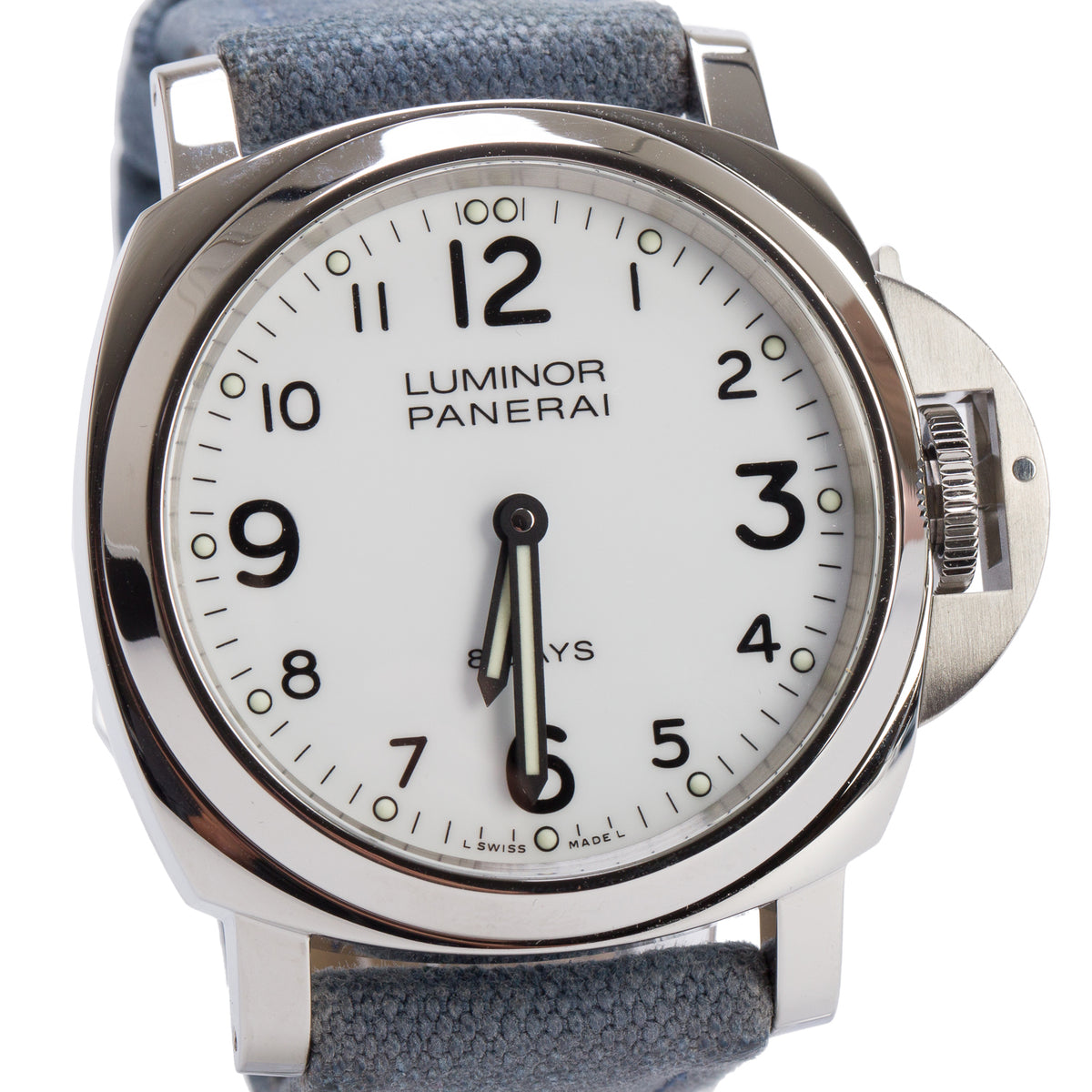 Panerai Stainless Steel Luminor Base 8 Days 44 MM Manual Watch White Dial PAM00561 w/ Box & Papers