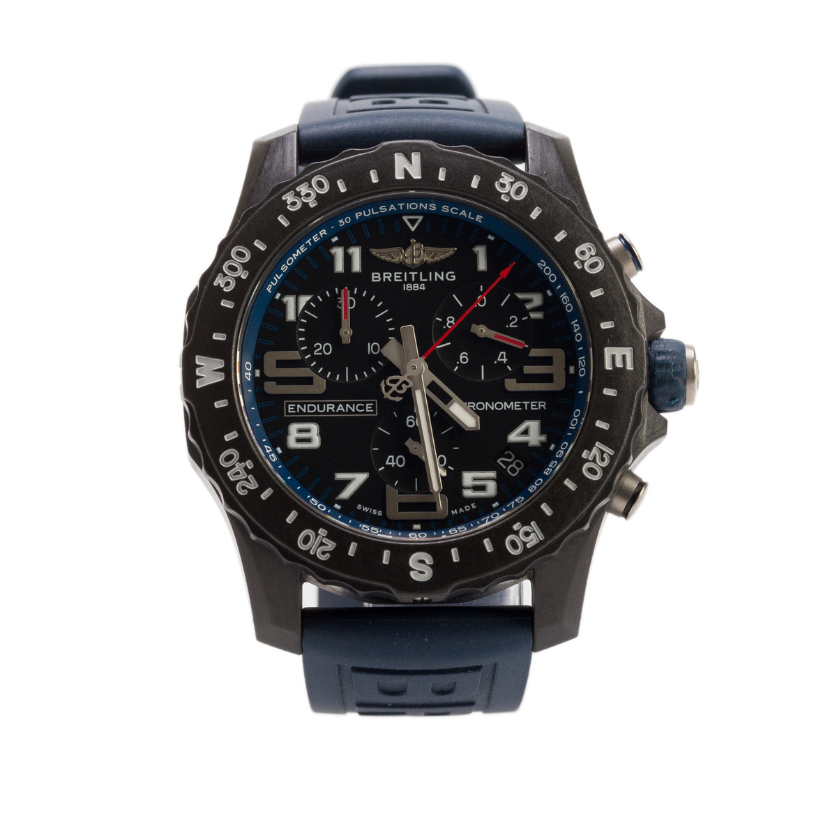 Breitling Breitlight Black Polymer Endurance Pro 44 MM Watch Black & Blue Dial X82310 w/ Box & Papers