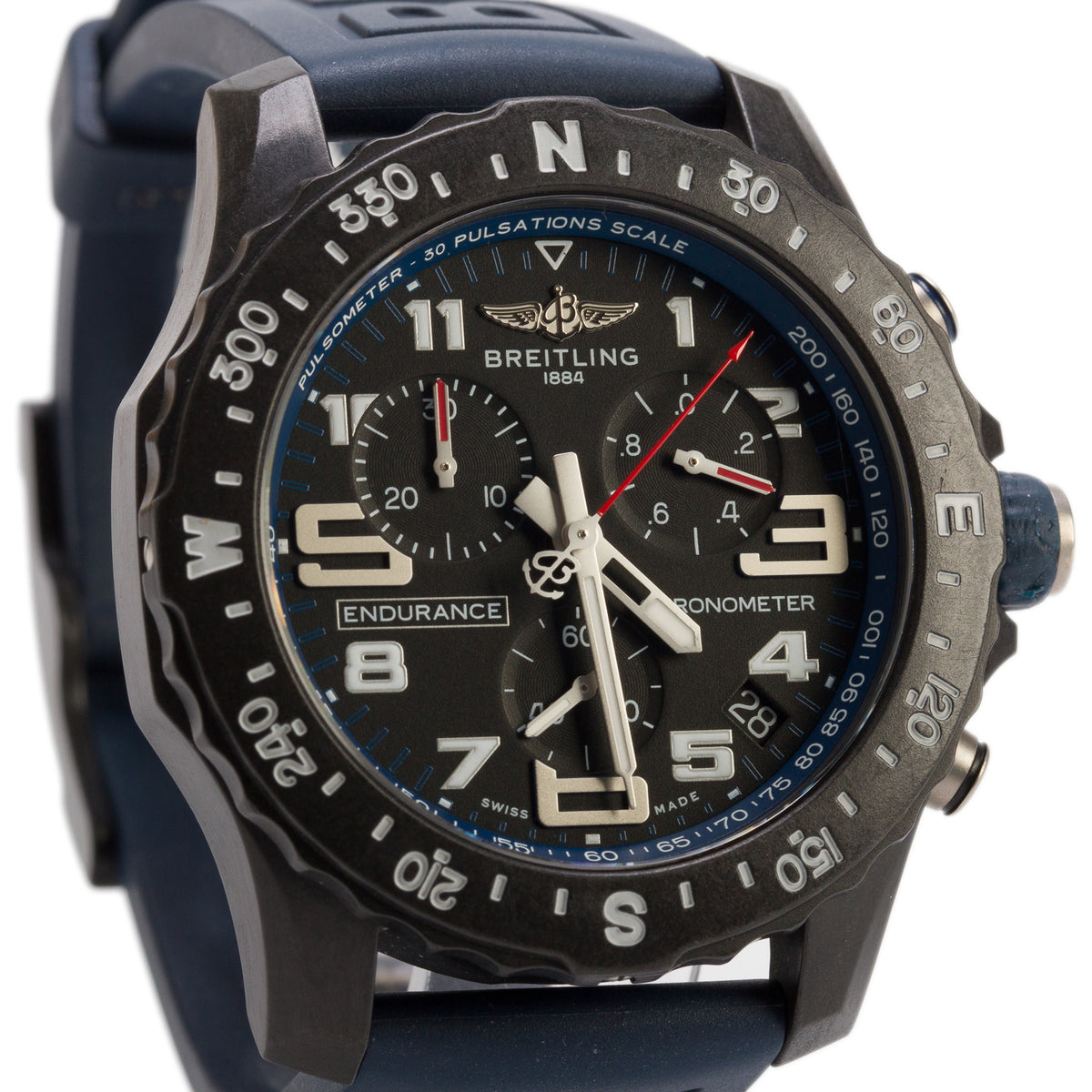 Breitling Breitlight Black Polymer Endurance Pro 44 MM Watch Black & Blue Dial X82310 w/ Box & Papers