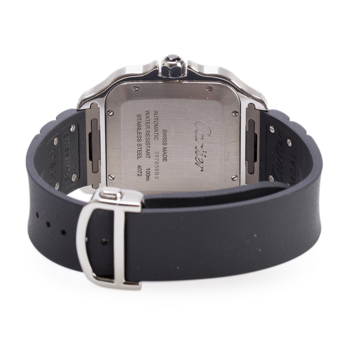 Cartier 2022 Stainless Steel & ADLC Santos de Cartier Automatic Watch, Large Model Grey Dial 4072 w/ Box, Papers & Extra Strap