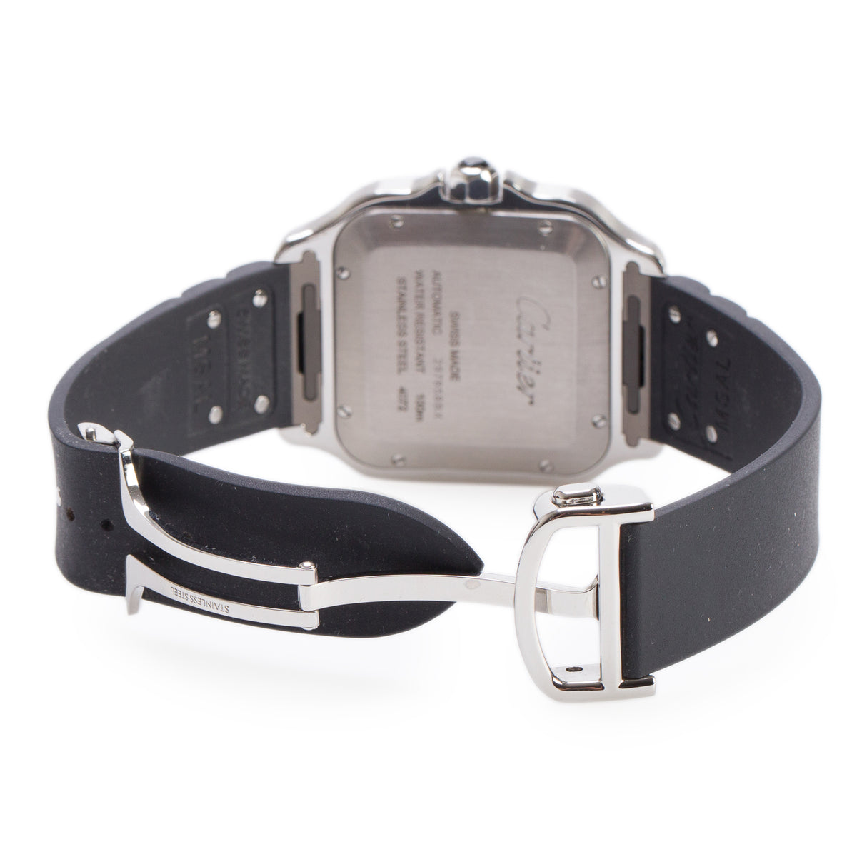 Cartier 2022 Stainless Steel & ADLC Santos de Cartier Automatic Watch, Large Model Grey Dial 4072 w/ Box, Papers & Extra Strap