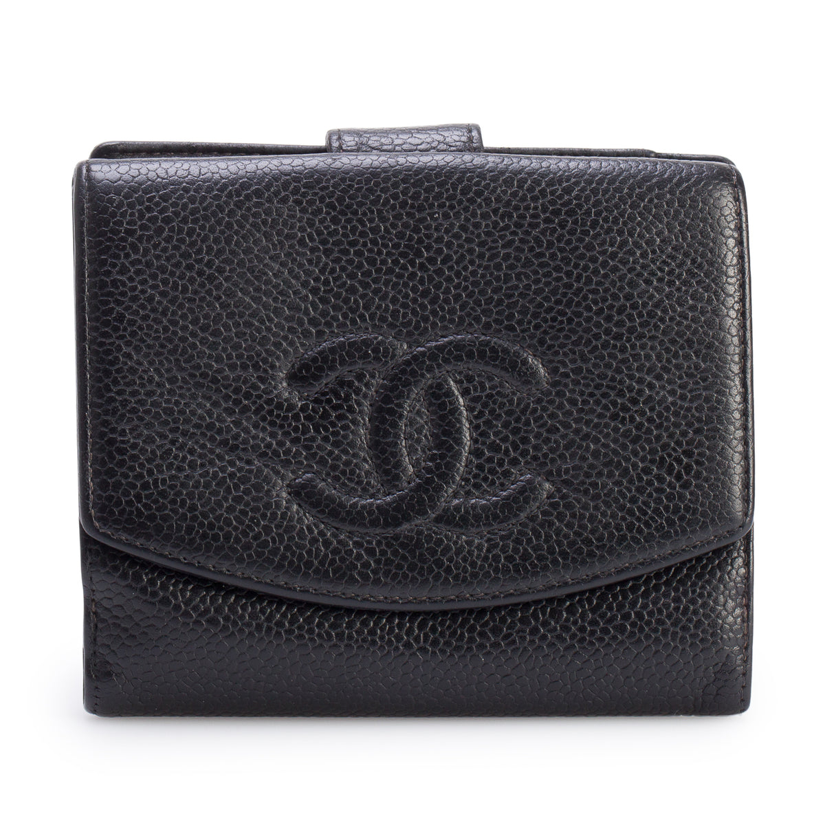 Chanel Black Caviar Leather Timeless Compact Wallet