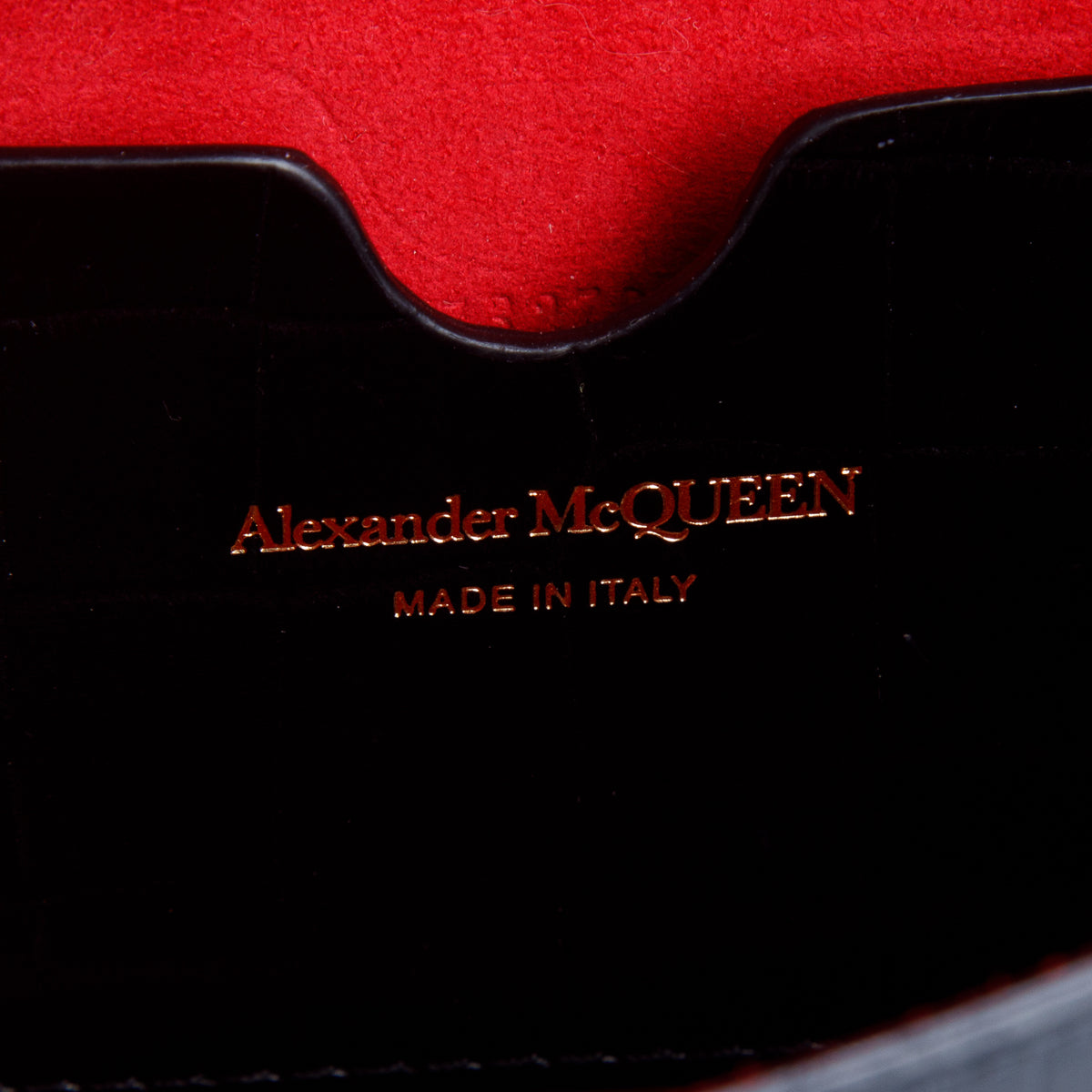 Alexander McQueen Black Glazed Calfskin Croc Embossed Small Skull Shoulder Bag