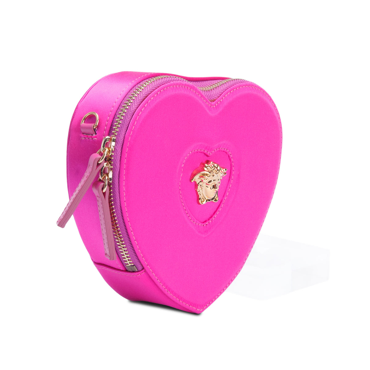 Versace Pink Satin Medusa Heart Bag w/ Box