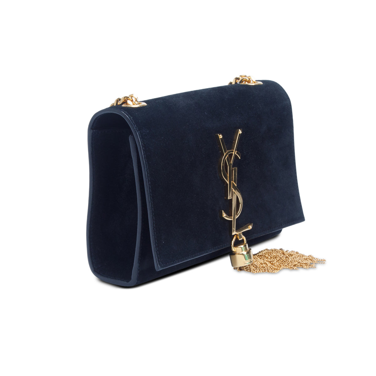 Saint Laurent Black Suede Small Monogram Kate Tassel Bag