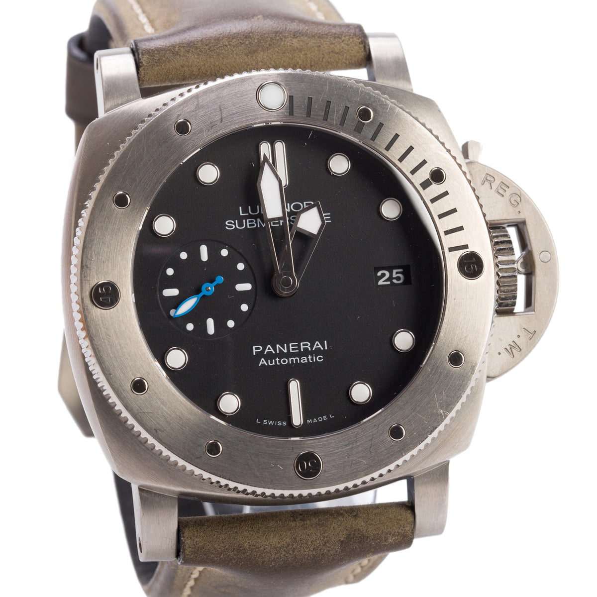 Panerai Titanium Luminor Submersible 47 MM Automatic Watch Black Dial PAM01305 w/ Box