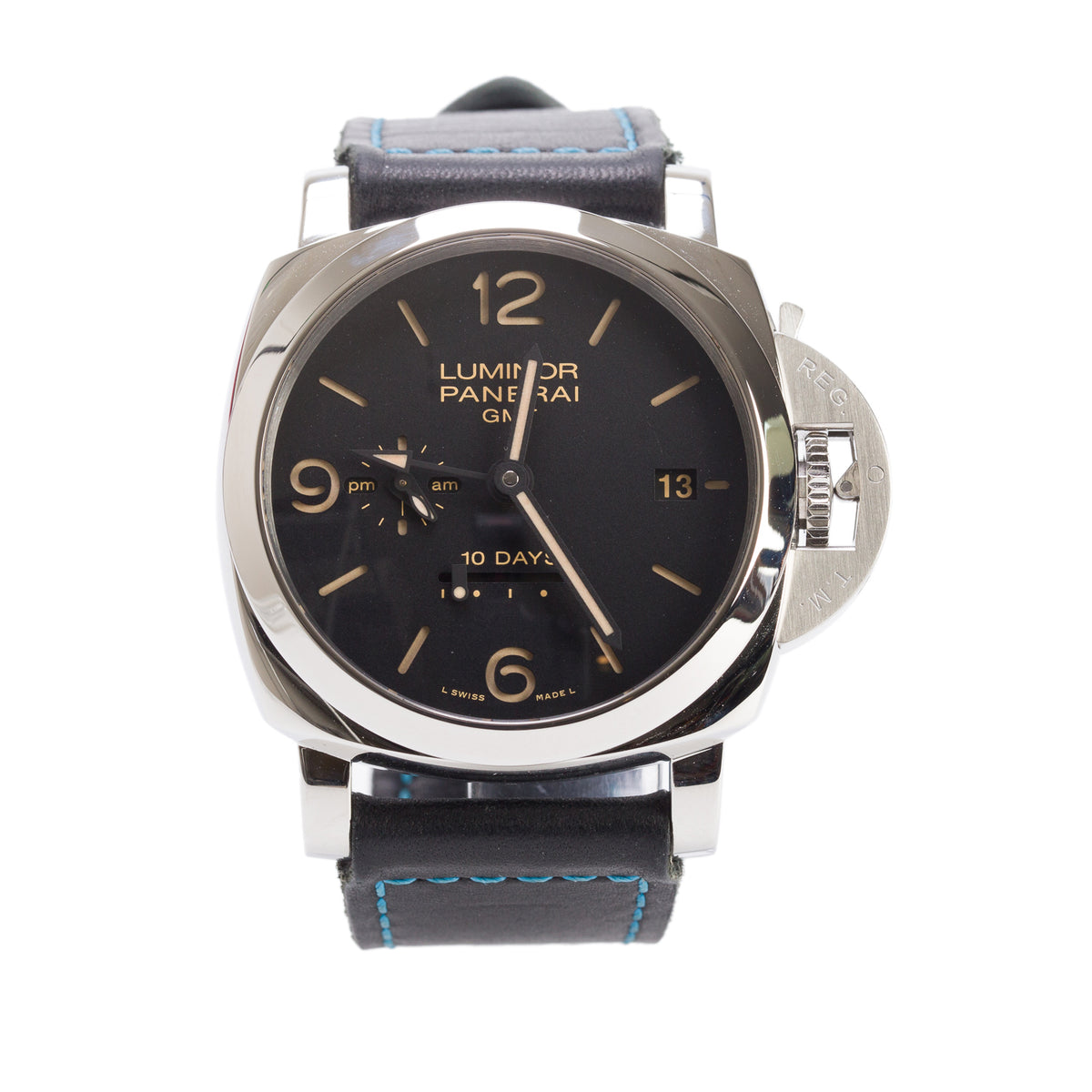 Panerai Stainless Steel Luminor 1950 10 Days GMT 44 MM Automatic Watch Black Dial PAM00533 w/ Box