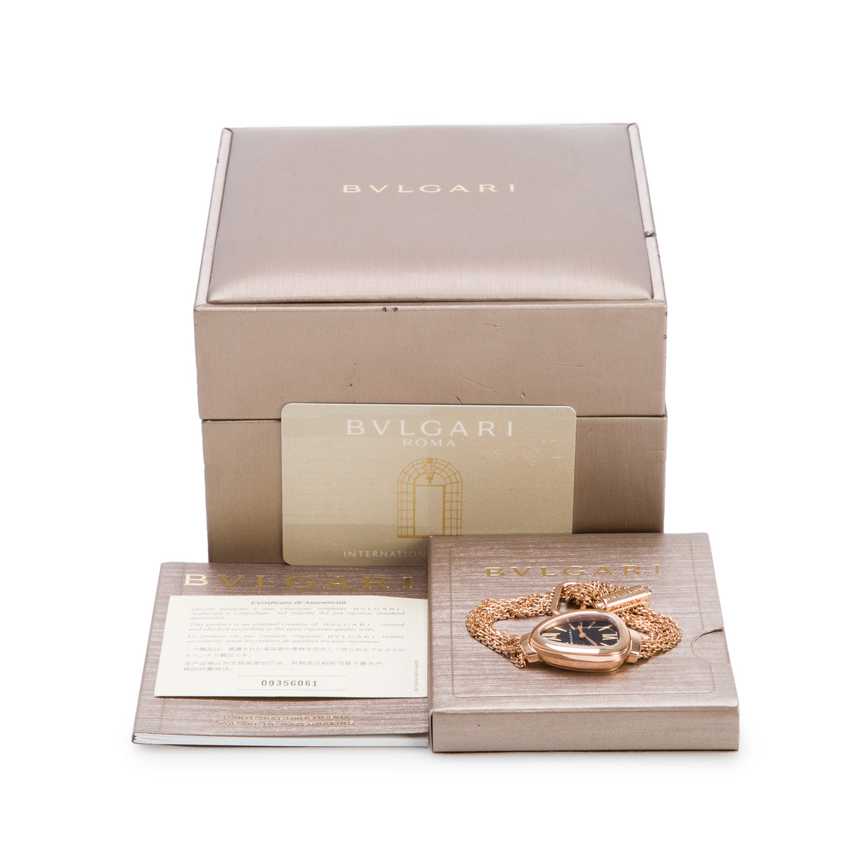 BVLGARI 18k Rose Gold Serpenti Quartz Watch Black Dial w/ Box & Papers