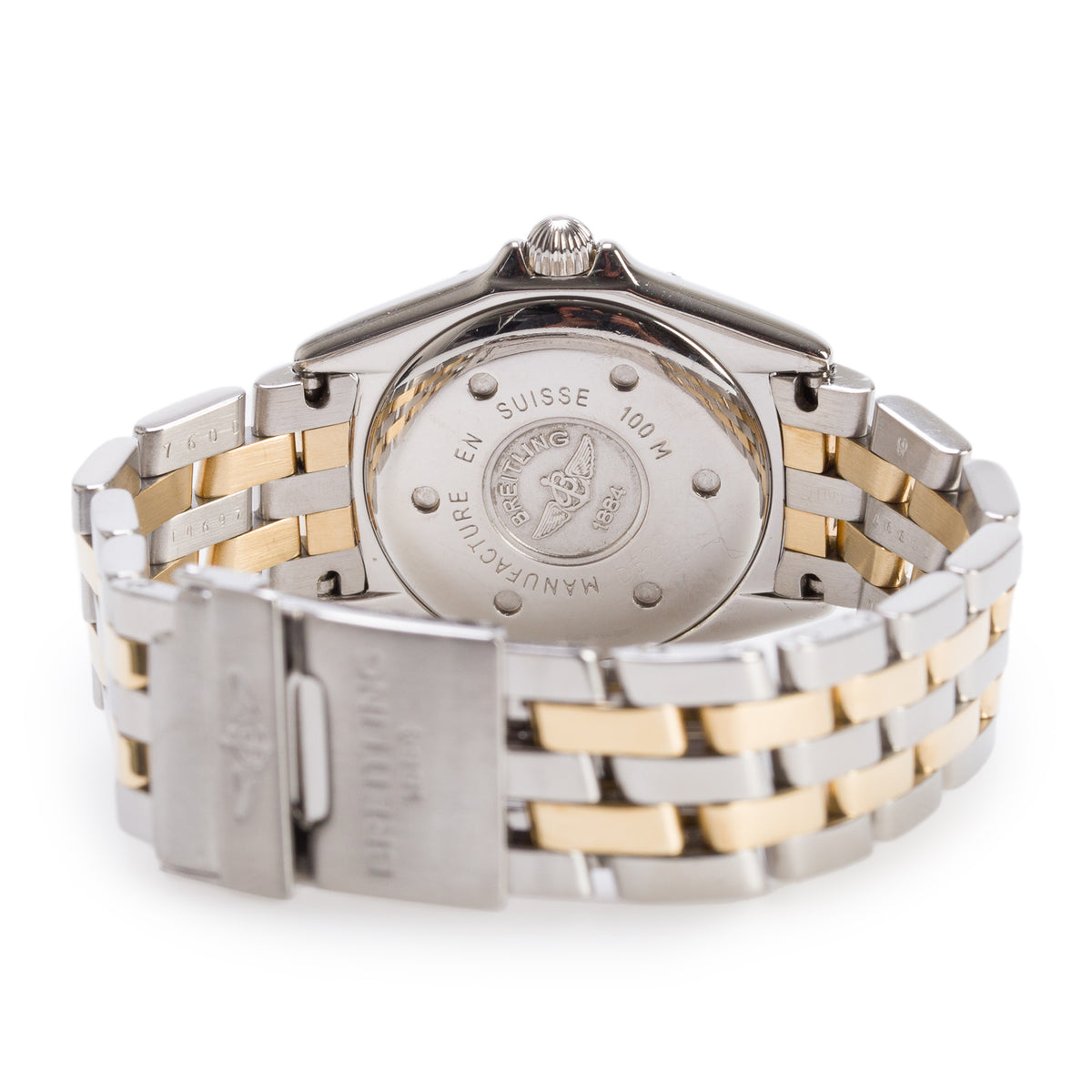 Breitling Stainless Steel & 18k Yellow Gold Callistino 28 MM Quartz Watch Blue Dial B52045.1