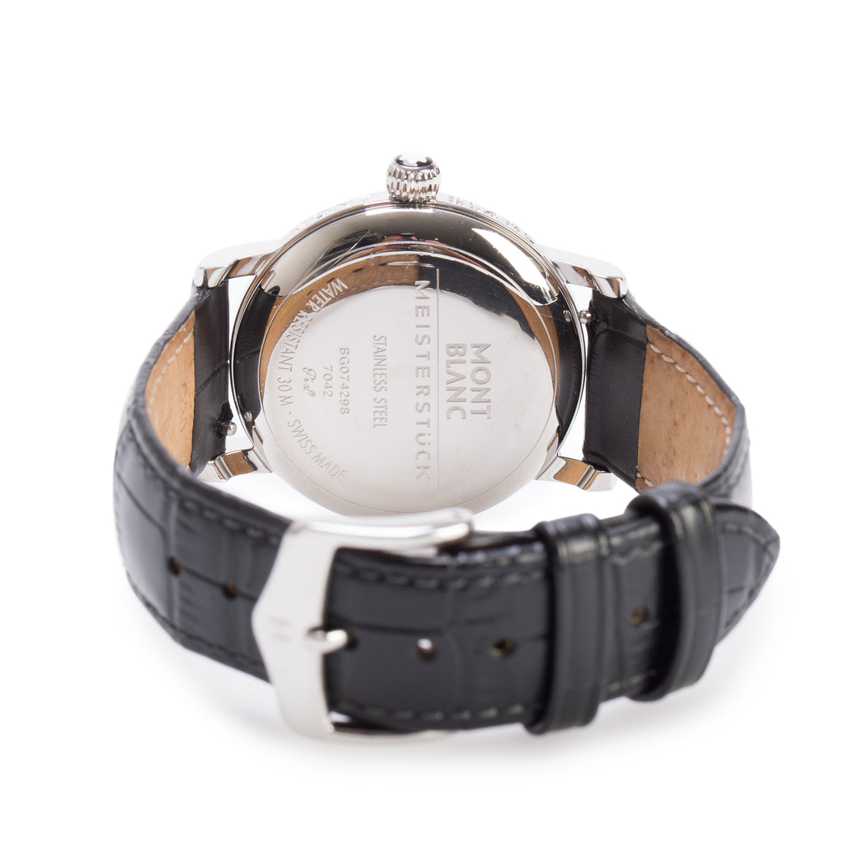 Montblanc Stainless Steel Star 36 MM Quartz Watch Black Dial 7042