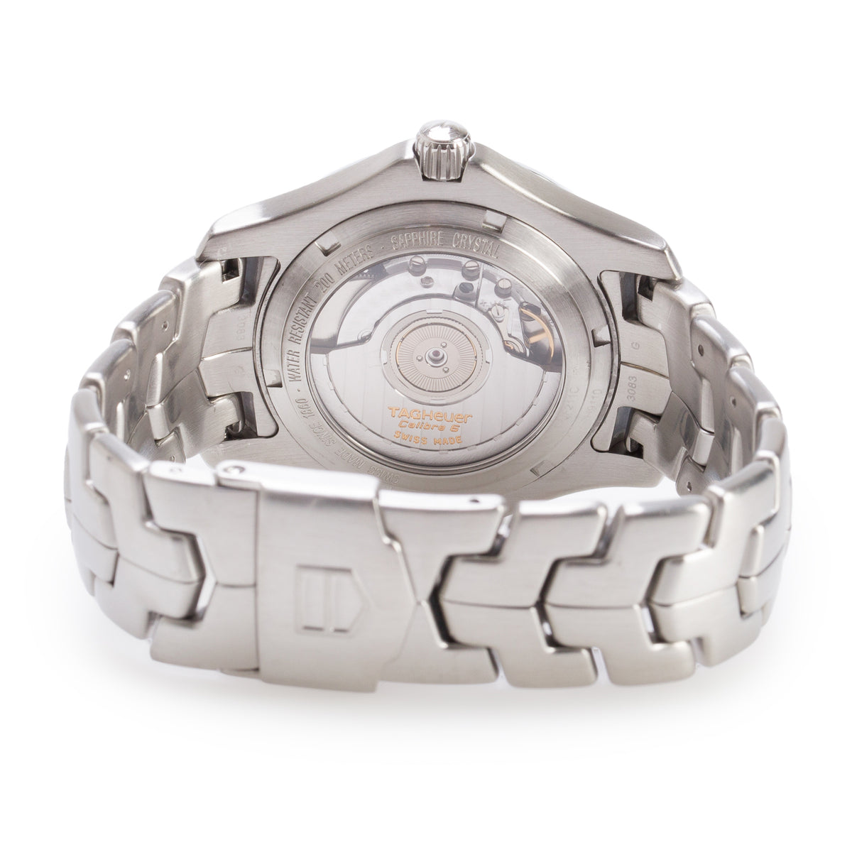 Tag Heuer Stainless Steel Link Calibre 6 39 MM Automatic Watch Brown Dial WJF211C