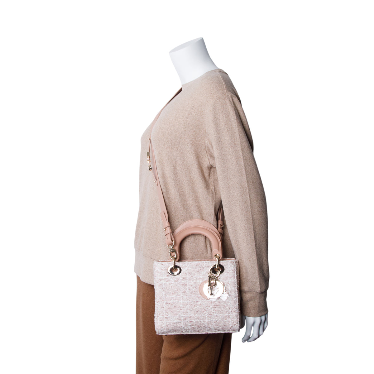 Christian Dior 2025 Pink Tweed Cannage Small My ABC Lady Dior w/ Strap