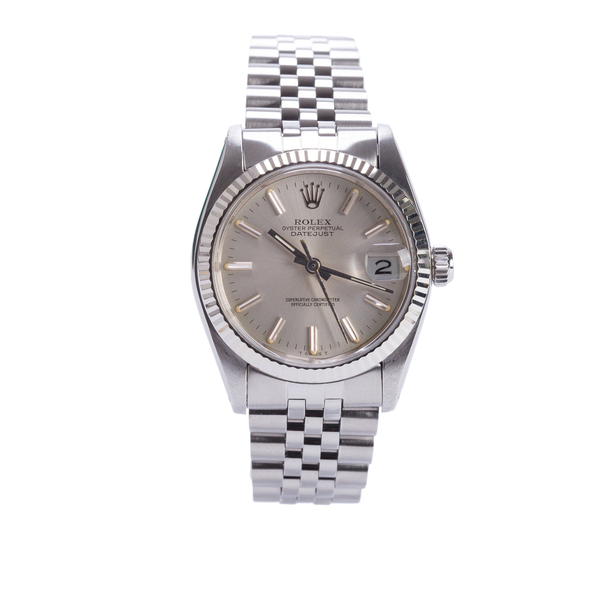 Rolex Stainless Steel Datejust 31 MM Automatic Watch Silver Dial 6827 w/ Papers