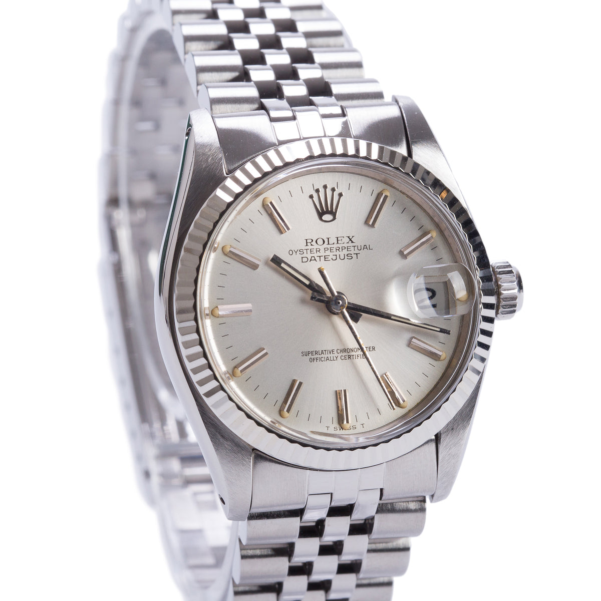 Rolex Stainless Steel Datejust 31 MM Automatic Watch Silver Dial 6827 w/ Papers