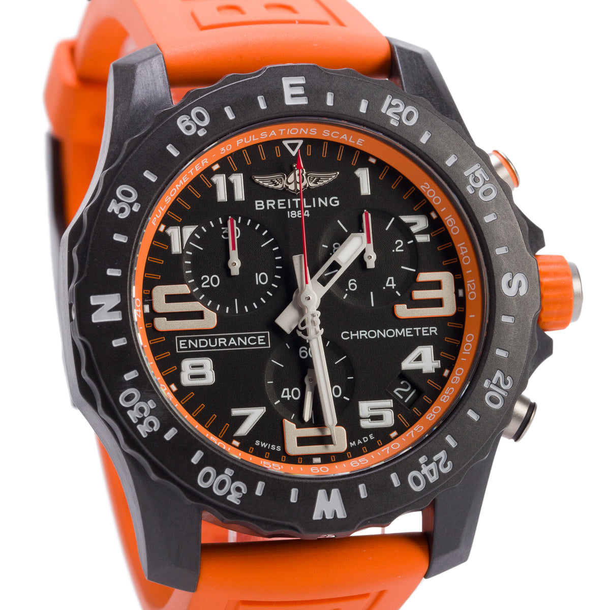 Breitling Breitlight Black Polymer Endurance Pro 44MM Watch Orange X82310 w/ Box & Papers