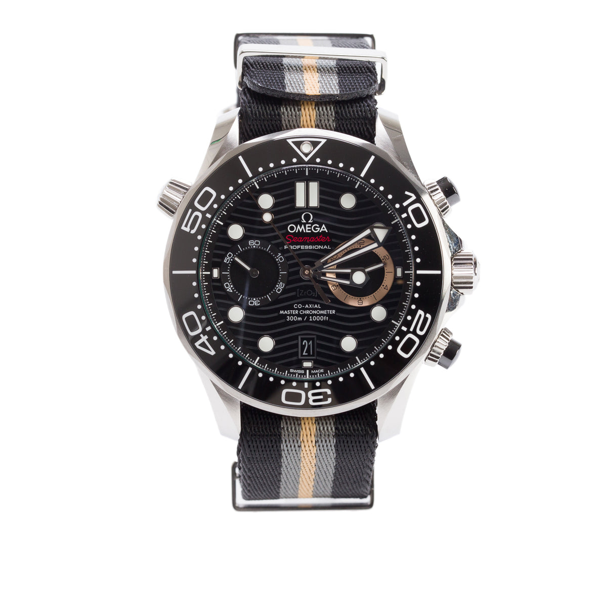 Omega 2026 Stainless Steel 007 James Bond First Light Seamaster Diver 300M Co-Axial Master Chronometer 44 MM Automatic Chronograph Watch Black Dial w/ Box & Papers