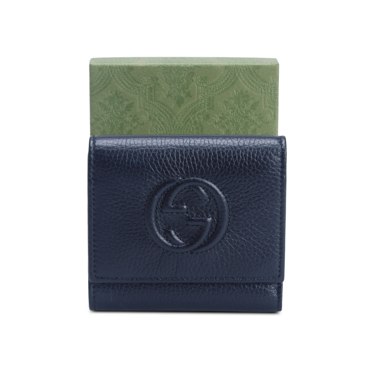 Gucci Black Leather Soho Trifold Compact Wallet w/ Box